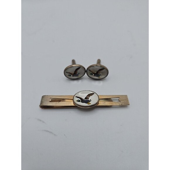 Unbranded Other - Mallard Ducks Scene Vintage Cuff Links Tie/money Clip bird hunting/hunter
